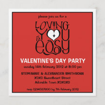 赤い白いバレンタインデー招待状