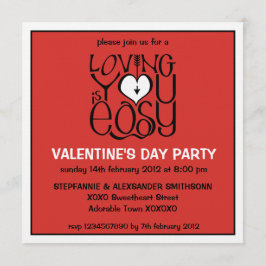 赤い白いバレンタインデー招待状 招待状