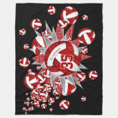 赤い白いバレーボールが女の子スポーツカスタム フリースブランケット (正面)