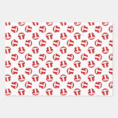 赤い白いバレーボールの子供たち10代の誕生日パーティー ラッピングペーパーシート (正面3)