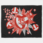 赤い白いバレーボール吹き出し女の子の男の子スポーツルーム フリースブランケット (正面(横))