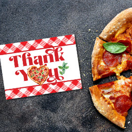 赤い白いピザをテーマ サンキューカード