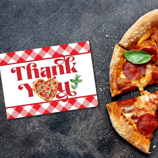 赤い白いピザをテーマ サンキューカード