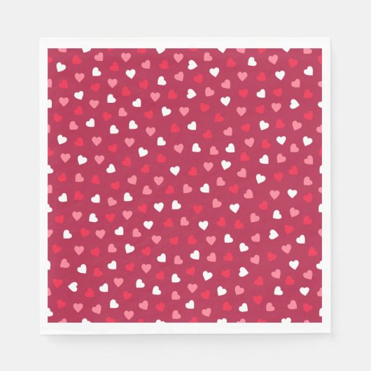 赤い白いピンク色の小さなバレンタインハート スタンダードランチョンナプキン (正面)