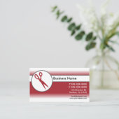 赤い白いフェードはさみ名刺 名刺 (スタンド正面)