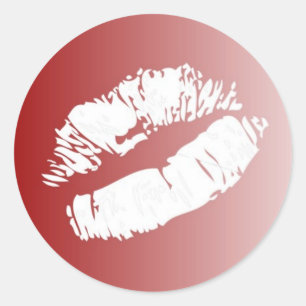 赤い白いフェード唇はキスのステッカーを滑らかにする ラウンドシール