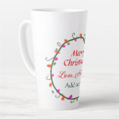 赤い白いフローラの水の色のリースメリークリスマス カフェラテマグ (左アングル)