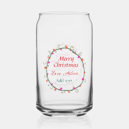 赤い白いフローラの水の色のリースメリークリスマス ガラス缶