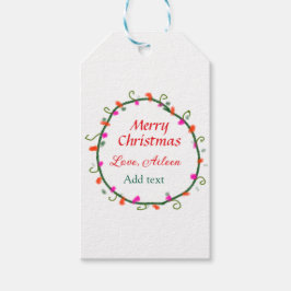 赤い白いフローラの水の色のリースメリークリスマス ギフトタグ