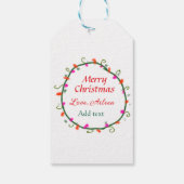 赤い白いフローラの水の色のリースメリークリスマス ギフトタグ (裏面)