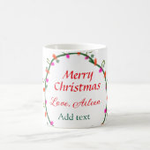 赤い白いフローラの水の色のリースメリークリスマス コーヒーマグカップ (中央)