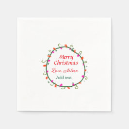 赤い白いフローラの水の色のリースメリークリスマス スタンダードカクテルナプキン
