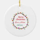 赤い白いフローラの水の色のリースメリークリスマス セラミックオーナメント (裏面)