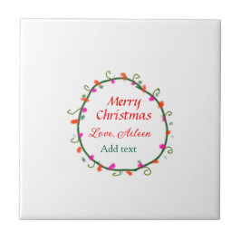 赤い白いフローラの水の色のリースメリークリスマス タイル