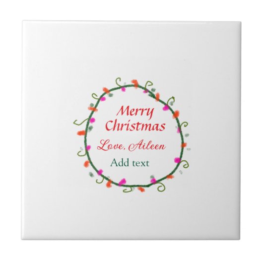 赤い白いフローラの水の色のリースメリークリスマス タイル (正面)