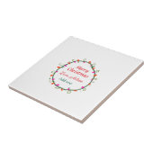 赤い白いフローラの水の色のリースメリークリスマス タイル (側面)