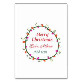 赤い白いフローラの水の色のリースメリークリスマス テーブルナンバー