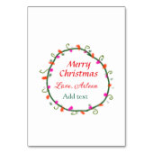 赤い白いフローラの水の色のリースメリークリスマス テーブルナンバー (裏面)