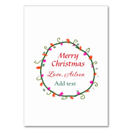 赤い白いフローラの水の色のリースメリークリスマス テーブルナンバー (正面)