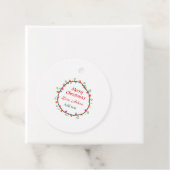 赤い白いフローラの水の色のリースメリークリスマス フェイバータグ (インサイチュ)