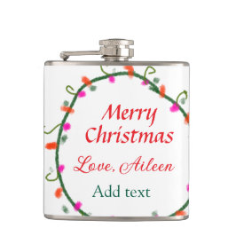 赤い白いフローラの水の色のリースメリークリスマス フラスク