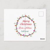 赤い白いフローラの水の色のリースメリークリスマス ポストカード (裏面)