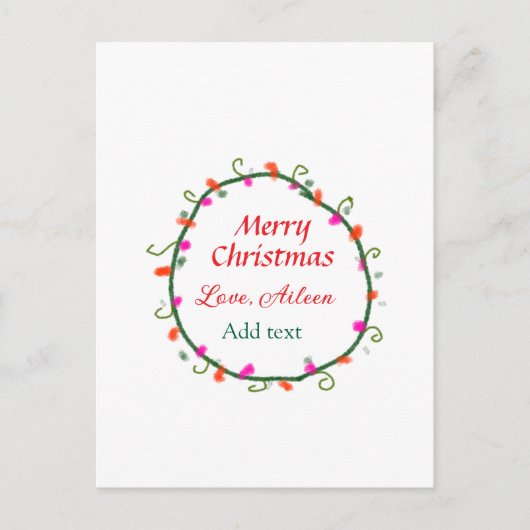 赤い白いフローラの水の色のリースメリークリスマス ポストカード (正面)