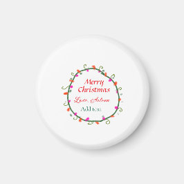 赤い白いフローラの水の色のリースメリークリスマス マグネット