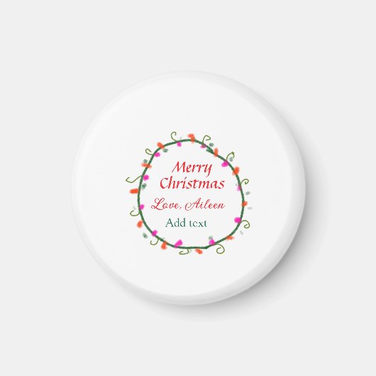 赤い白いフローラの水の色のリースメリークリスマス マグネット (正面)