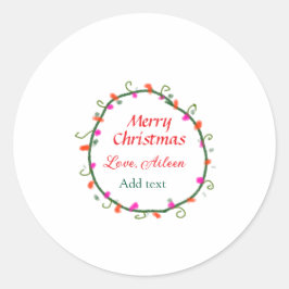 赤い白いフローラの水の色のリースメリークリスマス ラウンドシール