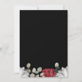 赤い白いフローラライトオンブラッククリスマスパーティー 招待状 (裏面)