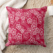 赤い白いフローラ素朴なファッション模様レトロ クッション (ブランケット)