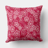 赤い白いフローラ素朴なファッション模様レトロ クッション (裏面)