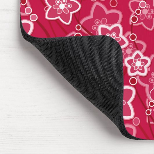 赤い白いフローラ素朴なファッション模様レトロ マウスパッド (コーナー)