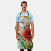 赤い白いポピーのエプロン エプロン (着用した状態)