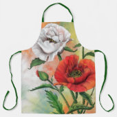 赤い白いポピーのエプロン エプロン (正面)