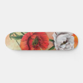 赤い白いポピーのスケートボードの花 スケートボード (横)