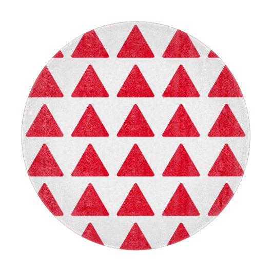 赤い白い三角形のパターンモダンアートワーク カッティングボード (正面)