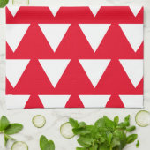 赤い白い三角形のパターンモダンアートワーク キッチンタオル (折り畳み)