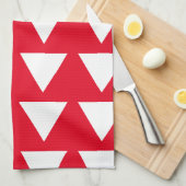 赤い白い三角形のパターンモダンアートワーク キッチンタオル (四つ折り)