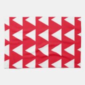 赤い白い三角形のパターンモダンアートワーク キッチンタオル (横)
