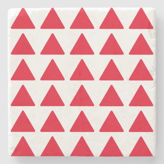 赤い白い三角形のパターンモダンアートワーク ストーンコースター (正面)