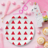 赤い白い三角形のパターンモダンアートワーク ペーパープレート (パーティー)