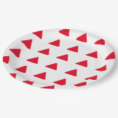 赤い白い三角形のパターンモダンアートワーク ペーパープレート (アングル)