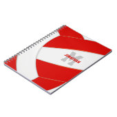 赤い白い女子パーソナライズされた男子バレーボール ノートブック (左側)