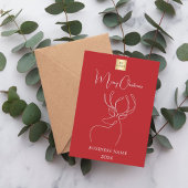 赤い白い抽象芸術トナカイのビジネスクリスマス シーズンカード