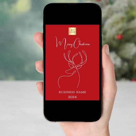 赤い白い抽象芸術トナカイのビジネスクリスマス シーズンカード
