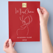 赤い白い抽象芸術トナカイのビジネスクリスマス チラシ (手)