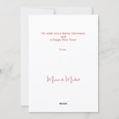 赤い白い抽象芸術トナカイモダンクリスマス シーズンカード (裏面)