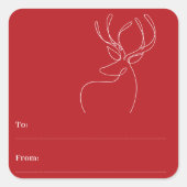 赤い白い抽象芸術トナカイモダンクリスマス スクエアシール (正面)